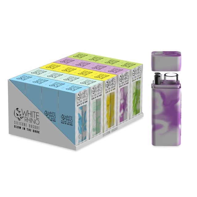 WHITE RHINO SILICONE DUGOUT ASSORTED GLOW IN THE DARK COLORS