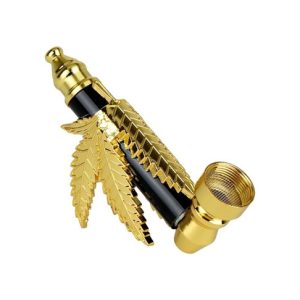 METAL HEMP LEAF HAND PIPE 3.5"