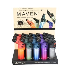 MAVEN ALPHA TORCH LIGHTER 5" GRADIENT ASST COLORS